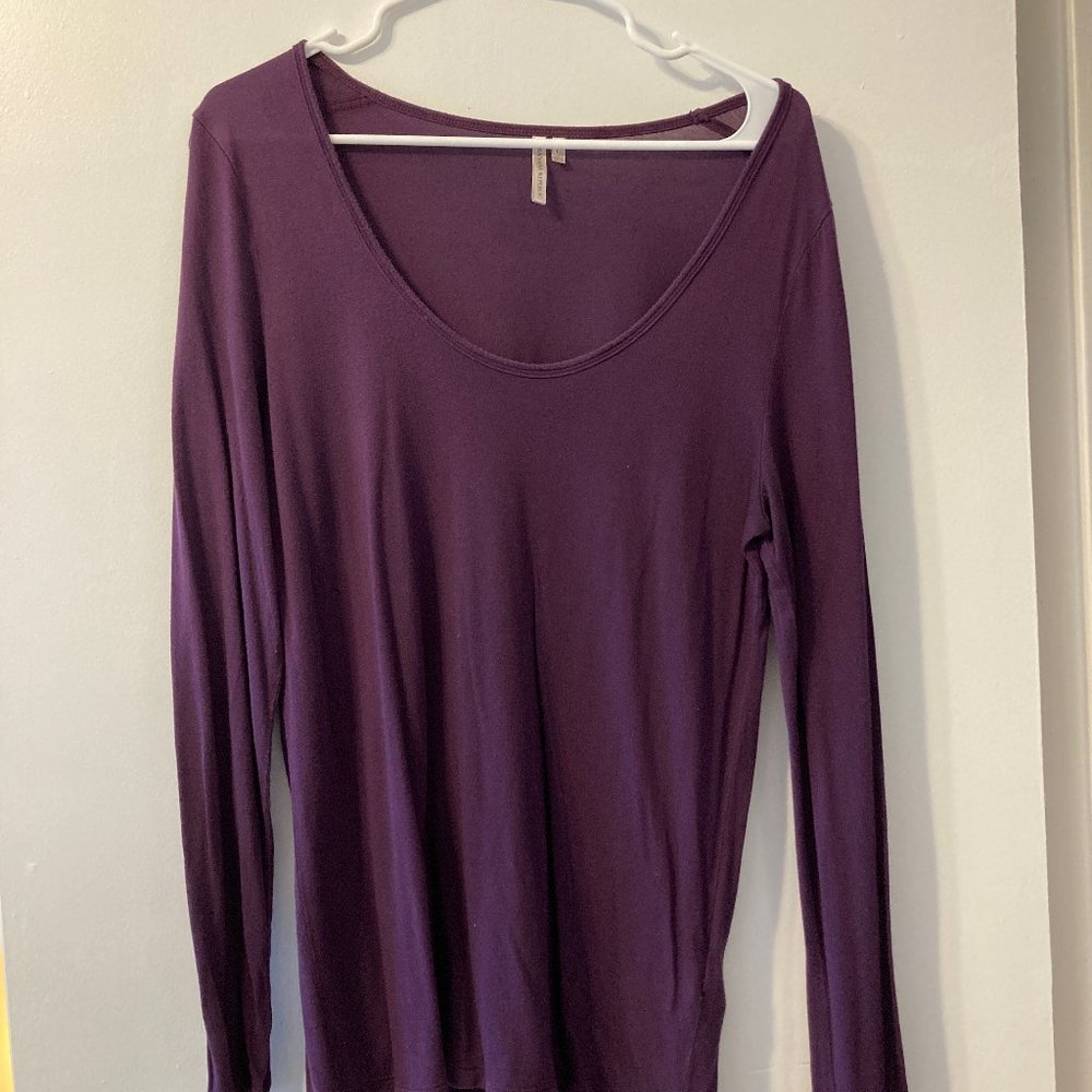 Banana Republic Plum Scoop Neck Long Sleeve Shirt (Size M)
